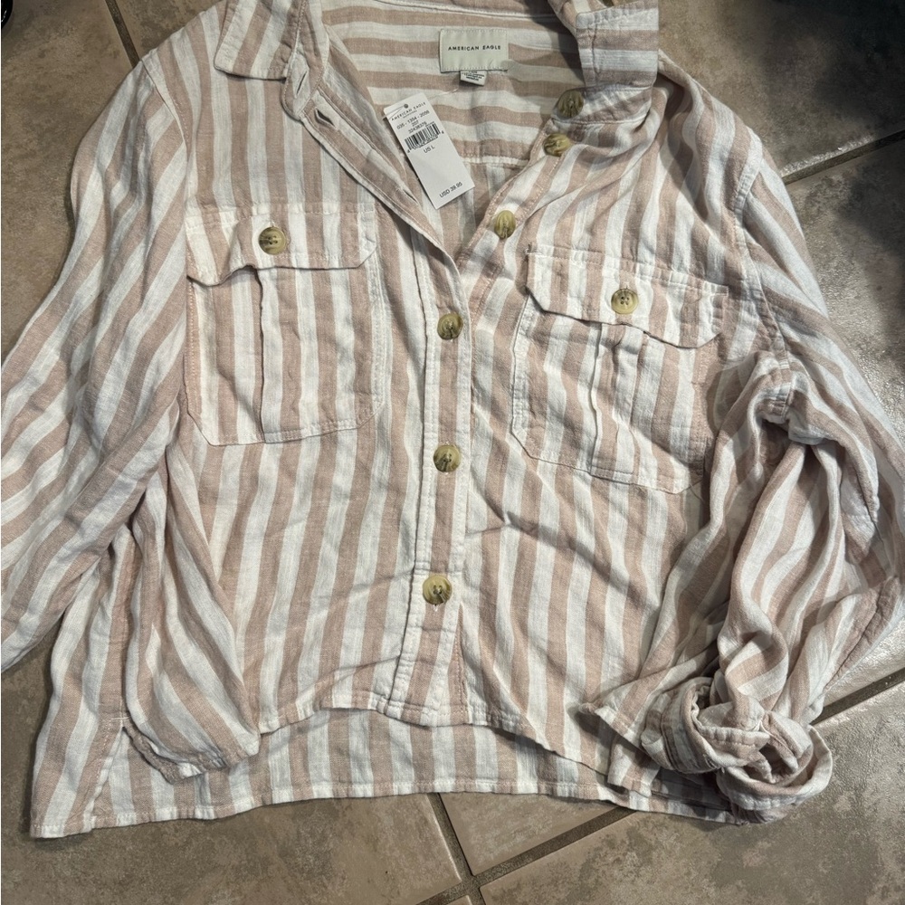 American eagle Striped Button-Up Shirt